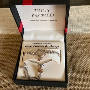 Truly Inspired Sterling Silver Plated Bracelet. Made with Swarovski Crystals